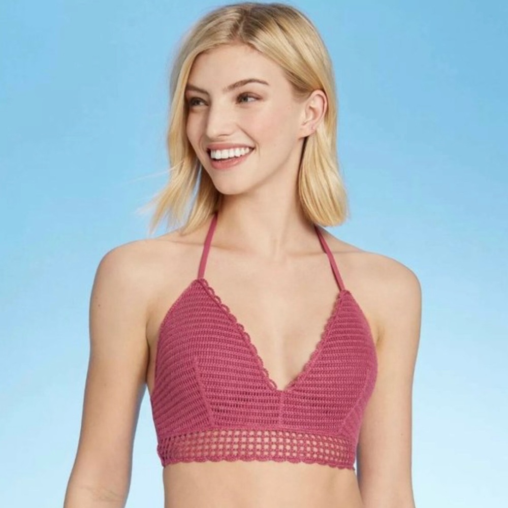 Shade & Shore Woman’s Push Up Crotchet Triangle Bikini Top